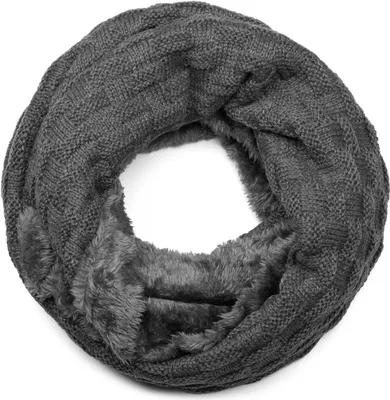 Produktbild von styleBREAKER warmer Feinstrick Loop Schal mit Flecht Muster und sehr weichem Fleece Innenfutter, Schlauchschal, Uni 01018150