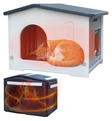 Produktbild von Katzenhaus Outdoor Winterfest Grau Spitzdach Isolierter Rückzugsort