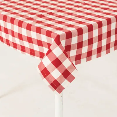 Produktbild von Tischdecke Karos rot weiß in versch. Größen von SCHÖNER LEBEN. Größe 130x300cm