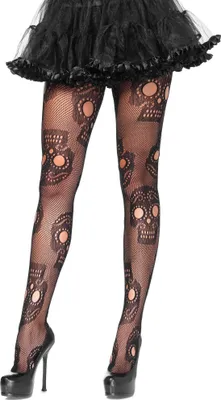Produktbild von Totenkopf Strumpfhose - für Halloween Kostüm Damen Größe: XL