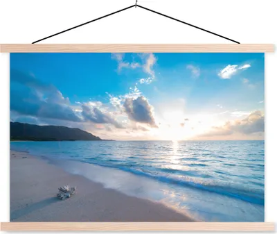 Produktbild von MuchoWow® Textilposter Strand - Meer - Muschel 60x40 cm mit holzfarbenen Rahmen - Bilder