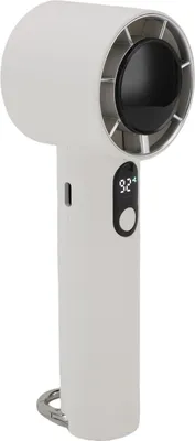 Obrázek produktu pro Přenosný kapesní ventilátor 5 rychlostí Nastavitelný tichý dobíjecí digitální displej Mini kapesní ventilátor pro cestování Pláž Venkovní kempování Bílý
