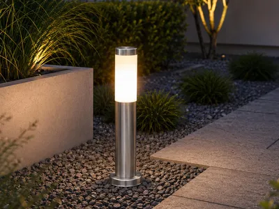 Produktbild von Außen Sockelleuchte Edelstahl, Höhe 45cm, E27 Gartenlampe zur Wegbeleuchtung