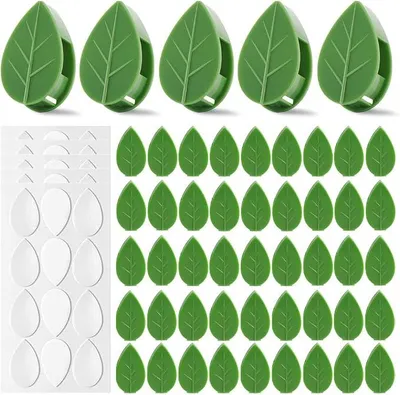 Produktbild von PolkaHome® 50 Stück Pflanzenkletter-Wandhalterungen mit selbstklebenden Aufklebern, Blattförmige Kletterpflanzen-Clips, Unsichtbare