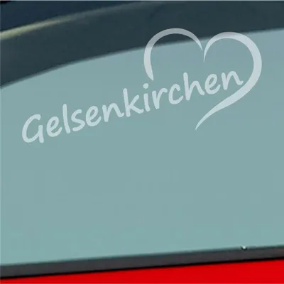 Produktbild von Auto Aufkleber Gelsenkirchen Schalke Herz Stadt City Liebe 19,5x8 cm Milchglas Sticker Heckscheibenaufkleber