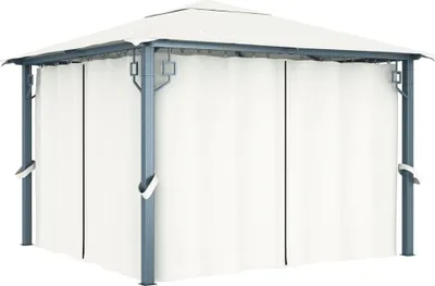 Produktbild von Pavillon mit Vorhängen 300 x 300 cm Creme Aluminium
