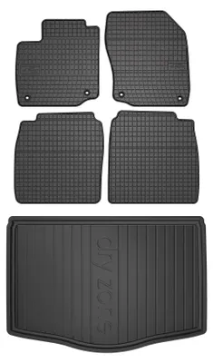 Zdjęcie produktu dla Dywaniki gumowe + mata bagażnika do Honda Civic IX 2012-2016 (hatchback, dolny poziom podłogi) – czarne, dopasowane – Wielganizator SolidPRO