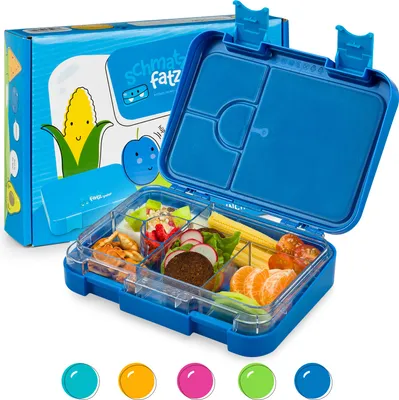 Produktbild von Schmatzfatz Junior Brotdose für Kinder mit Fächern, Bunte Kinder Brotdose, Bento Brotdose Unterteilt & Auslaufsicher, BPA-Freie Lunchbox für Kindergarten/Kita, Kinder Bento Box, Sichere Vesperdose