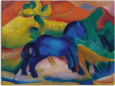 Produktbild von ARTland Leinwandbild Blaues Pferdchen Kinderbild. 1912. Größe: 120x90 cm
