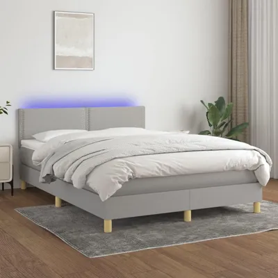 Obrázok produktu pre Posteľ Boxspring s matracom a LED svetlosivá 140x200 cm látka