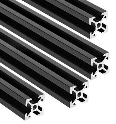 Aluminiumprofil V-Typ 2020, 4x300 mm, schwarz eloxiert