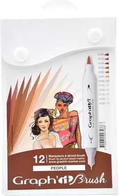 Zdjęcie produktu dla GRAPH'IT dwustronne markery alkoholowe Brush & Chisel, 12szt People