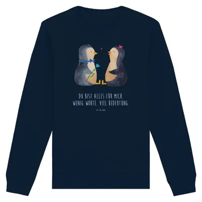 Produktbild von Mr. & Mrs. Panda Baumwoll Sweatshirt Pinguin Pärchen Größe L - French Navy - Geschenk, Pullover, Hochzeitsgeschenk, Verlobung, Hochzeitstag, Sweater, Pulli, Liebe