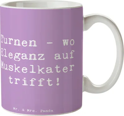 Produktbild von Mr. & Mrs. Panda Tasse Spruch Turnen Eleganz - Lavendeltraum - Geschenk, Trinkbecher, Kaffeetasse, Fitness, Sportart, Athleten, Teamsport, bedruckt, Volleyball, Sportler