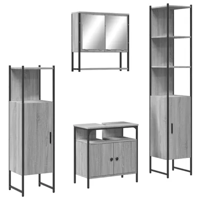 Image de vidaXL Ensemble de meubles de salle de bain 4 pièces Gris Sonoma Bois composite