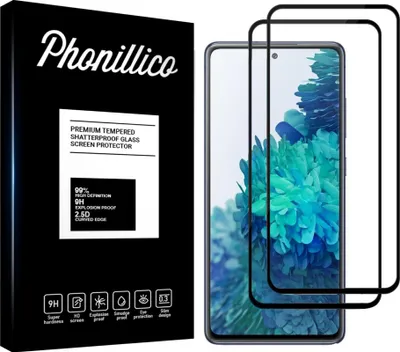 Obrázek produktu pro Tvrzené sklo pro Samsung Galaxy S20 FE [2 kusy] Ochranné sklo s černou fólií na okraji proti poškrábání Phonillico®