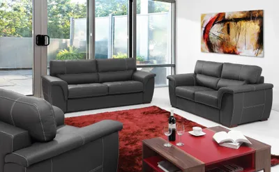 Immagine prodotto di Divano in pelle, design moderno, imbottitura di alta qualità, set di divani composto da un divano a tre posti e uno a due posti, set di divani in pelle