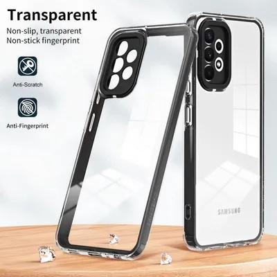 Image de CHPN - Coque compatible avec le Samsung Galaxy A53 - Étui de téléphone - Transparent/Noir - Étui de téléphone - Étui pour Samsung
