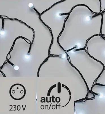 Zdjęcie produktu dla Łańcuch choinkowy LED EMOS - okrągły, 20 m, do wnętrz i na zewnątrz, zimna biel, wyłącznik czasowy, D5AC03