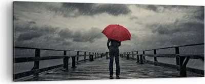 Produktbild von Bild auf Leinwand - Leinwandbild - Meer Brücke Sturm - 140x50cm - Wand Bild - Wanddeko - Wandbilder - Leinwanddruck - Bilder - Kunstdruck - Wanddekoration - Leinwand bilder - Wandkunst - AB140x50-3684