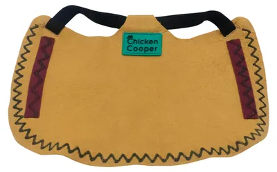 Kippenzadel aus Leder, M, ockergelb/grün, 1 Stück