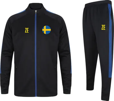 Produktbild von Trainingsanzug SCHWEDEN Navy/Blau Gr. L Sportanzug Jogginganzug mit Druck (Name, Nummer oder Initialen)