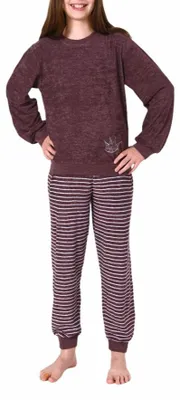 Produktbild von Toller Mädchen Frottee Pyjama Schlafanzug langarm mit Bündchen & Applikation 29140113572 ; beere , 152