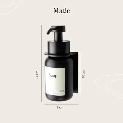 Immagine prodotto di Dosatore di sapone in vetro con supporto a parete - Dosatore a pompa in acciaio inox di alta qualità - 2 pezzi - Nero - Vetro