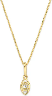 Produktbild von New Bling 9NBG-0727 Goldkette mit Anhänger - Auge - Zirkonia - 8.5x4mm - Ankerglied - 39+3+3cm - 14 Karat - Gold