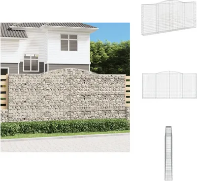 Produktbild von vidaXL Gabione mit Hochbogen 400x30x180/200 cm Verzinktes Eisen -  Blumentöpfe & Pflanzgefäße