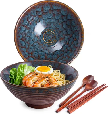 Produktbild von Ramenkommen Set - 20 cm - Keramik - einzigartige Glasurfarbe - Set von 2