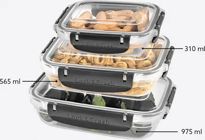 Produktbild von Frischhaltedosen Set 6tlg. rechteckig 3 Dosen +3 Deckel  310 / 545 / 975ml Kunststoff BPA-Frei
