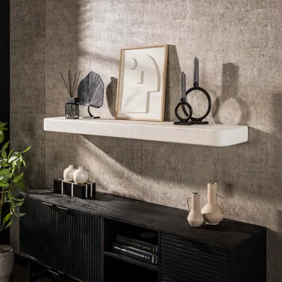 Immagine prodotto di FURNLUX Mensola da parete in pietra bianca 150 cm / Colore principale: bianco / Dimensioni: 150 x 8 x 29 cm