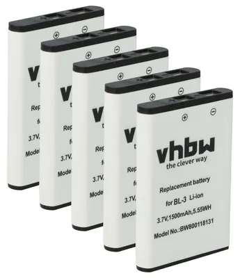 Produktbild von vhbw 5x Akku kompatibel mit Baofeng BF-T6, UV-3R Funkgerät, Walkie Talkie (1500 mAh, 3,7 V, Li-Ion)
