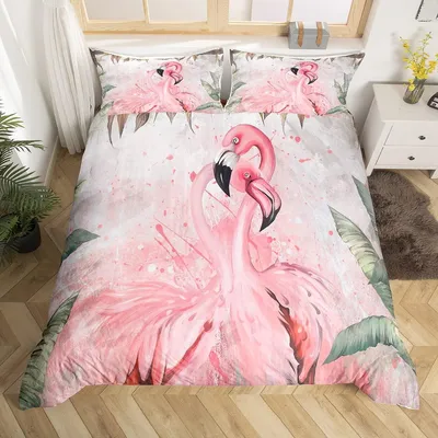 Bettwäsche-Set Flamingo King-Size 3-teilig rosa Marmor