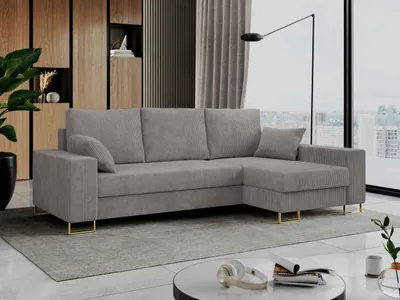 Produktbild von Ecksofa, Bettsofa, L-Form Couch mit Bettkasten - DORIAN-L - Hellgrau