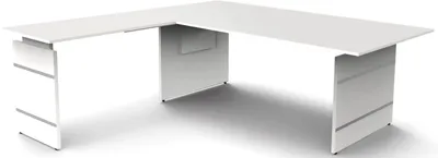Imagen del producto de Escritorio Form4 200, estructura en blanco, 200x100x68-76 cm / Módulo adicional 120x80 cm, blanco