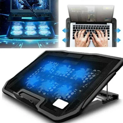 Obrázok produktu pre Chladiaca podložka pre notebooky s uhlopriečkou 11–17 palcov, so 6 ventilátormi a modrým LED osvetlením