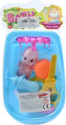 Productafbeelding van Mini babypop in badkuip met accessoires - waterspeelgoed voor kinderen - 8 cm pop