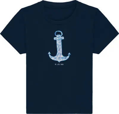 Produktbild von Mr. & Mrs. Panda Babyshirt Anker Blau 6. - 12. Monat - French Navy - Geschenk,  T-Shirt, Lustige Sprüche, Baby Top, Kinder Shirt, Oberteil, Organic