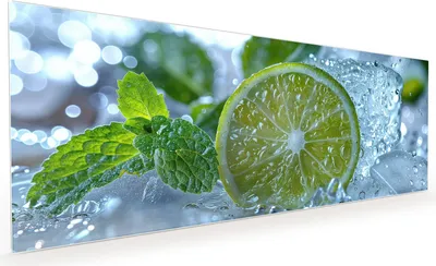 Produktbild von Küchenrückwand Spritzschutz Glas mit Motiv Erfrischende Limette 40 x 40 cm
