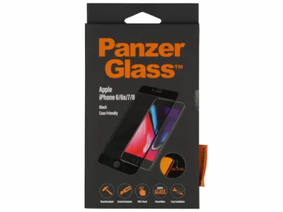 The image shows the retail packaging for a PanzerGlass screen protector.