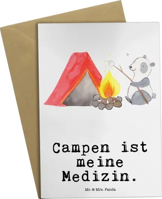Produktbild von Mr. & Mrs. Panda babykarte Panda Campen - Weiß - Geschenk, Beileidskarte, weihnachtskarten, einladungskarten, gehen, Campingplatz, osterkarten, Camping, Zelten