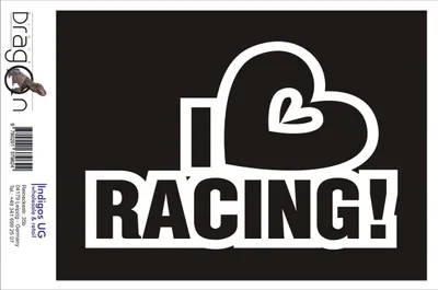 Produktbild von Aufkleber / Autoaufkleber - JDM / Die cut / Auto / OEM - I Love Racing 150x100mm gelb - Heckscheibe / Heckscheibenaufkleber