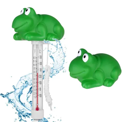 Imagen del producto de Termómetros flotantes para piscinas, con forma de rana verde, impermeables, para piscinas y piscinas para bebés