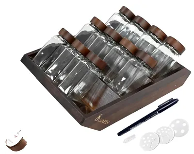 Image de Lot de pots à épices, capacité de 120 ml, étagère écologique, 12 pièces