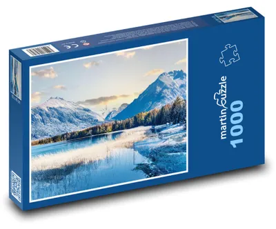 Obrázek produktu pro Puzzle 1000 Zasněžené hory a zimní jezero - martinpuzzle