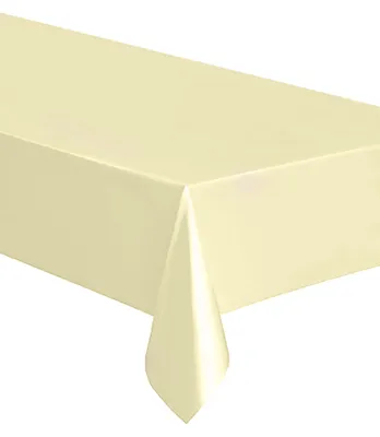Produktbild von Rechteckige Kunststoff-Tischdecke Elfenbein 137 x 274 cm Einweg - Einheitsgröße