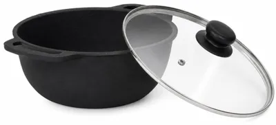 Produktbild von Gusseisentopf Ø24 cm Brotbacken Gusseisen Topf 4L Glasdeckel Kochtopf Brotbackform geeignet für Gasgrill, Backofen, Feuerstelle und alle Herdarten inkl. Induktion