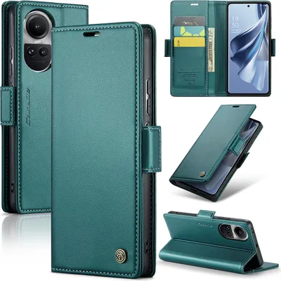 Obrázek produktu pro Oppo Reno10 Case, kožené peněženkové pouzdro s funkcí stojánku pro Oppo Reno10 / Reno10 Pro Green